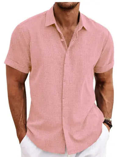 Men's Linen Short Sleeved T-shirt Loose Fitting 3XL - styled men's linen short sleeved t-shirt loose fitting photo