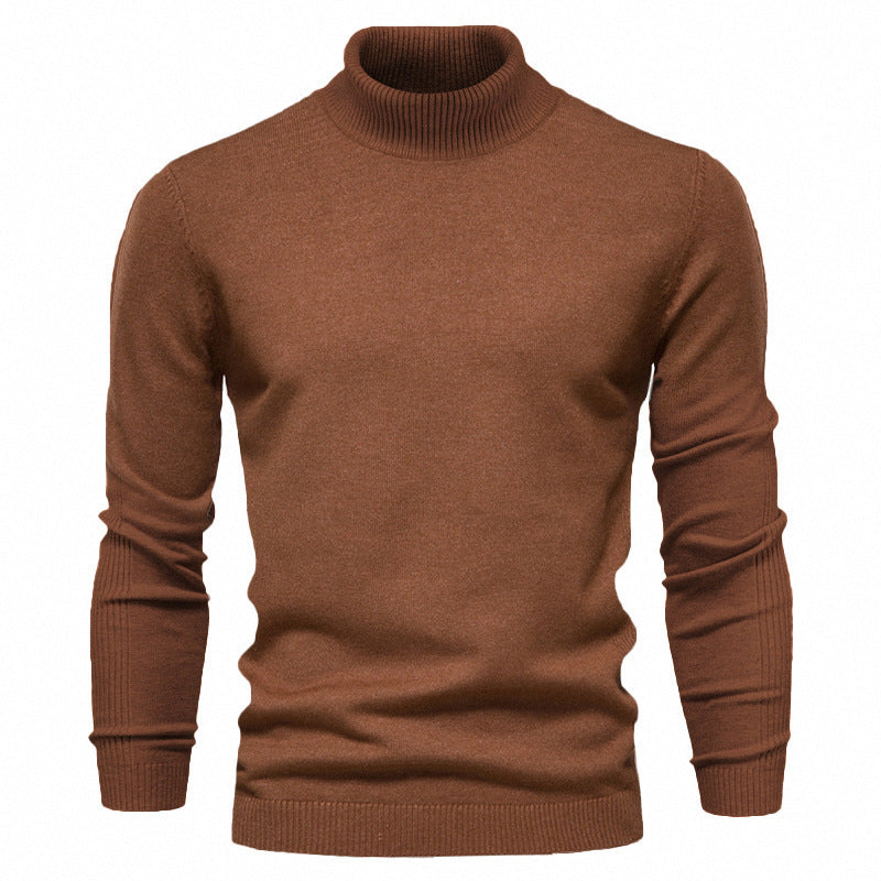 Men's Solid Color Slim Pullover Turtleneck Sweater Winter Casual Tops Clothing Meifu Market