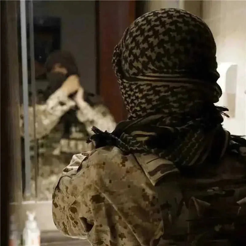 pure cotton tactical scarf | khaki arabic shemagh | lightweight cotton neck gaiter | energy saving