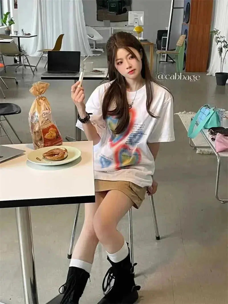 graffiti print t-shirt | cotton short sleeve shirt | oversized graphic tee | ultrasonic cleaning