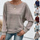 Solid Striped Batwing Sleeves T-shirt Fashion Casual Pullover Round Neck Long Sleeve Top Spring And Autumn Women's Clothing Meifu Market