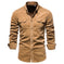 Cotton Japanese Corduroy Slim Casual Men's Shirt Red - styled affordable cotton corduroy shirt men's slim fit photo