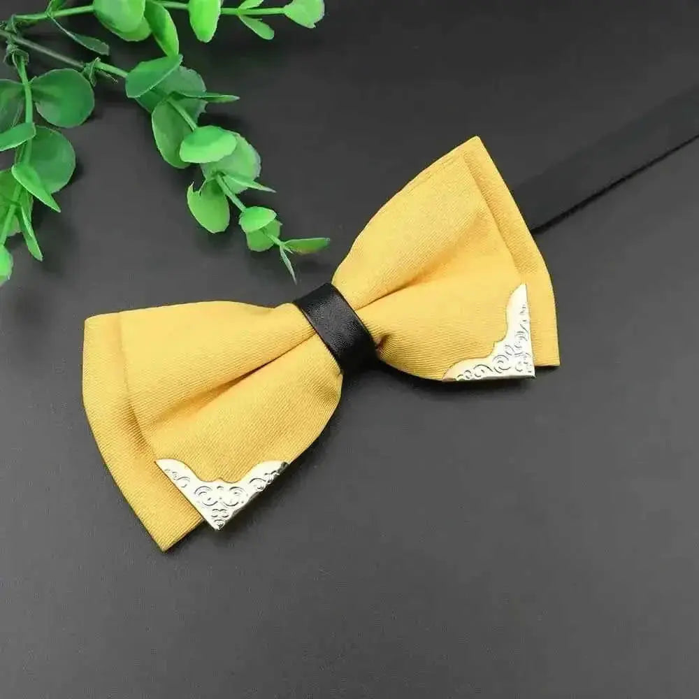 metal bow tie for men | double layer polyester bowtie | classic butterfly neckwear | ultrasonic cleaning