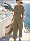 Women's V-Neck Two-Piece Pleated Suit Set - Meifu Market