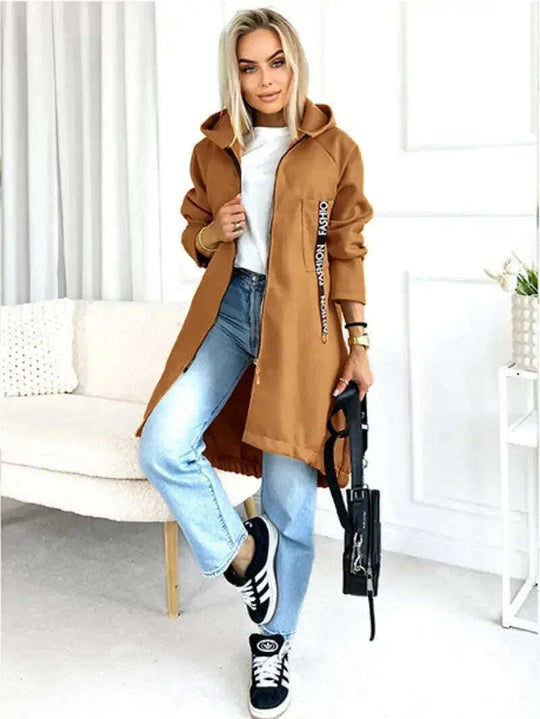 Women's Zip-Up Hoodie Brushed Fleece Jacket Long Sleeve Meifu Market