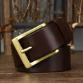 full-grain cowhide leather belt | 15 inch wide mens belt | brass pin buckle belt | energy saving