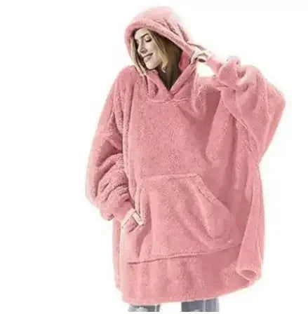 double-sided fleece hoodie | oversized pocket sweatshirt | wearable blanket hoodie | energy saving