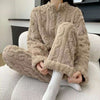 Autumn And Winter New Twist Zipper Couple Fleece-lined Thick Coral Fleece Pajamas Homewear Loungewear Sleepwear For Sleeping Meifu Market