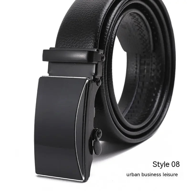 automatic buckle belt | genuine leather belt for men | litchi pattern texture | energy saving