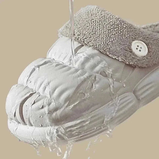 removable fuzzy slippers | waterproof house shoes | non-slip indoor footwear | energy saving