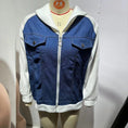 Women's Denim Patchwork Zip-Up Jacket - Stand Collar Casual Coat Fall Winter Meifu Market