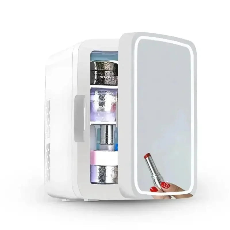 skincare refrigerator with mirror | portable beauty fridge | compact cosmetic refrigerator | energy saving