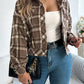 Autumn And Winter Casual Plaid Pocket Long Sleeve Woolen Jacket Coat Meifu Market