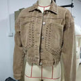Women's Long Sleeve Rivet Studded Denim Jacket Casual Cropped Short Jean Coat Meifu Market
