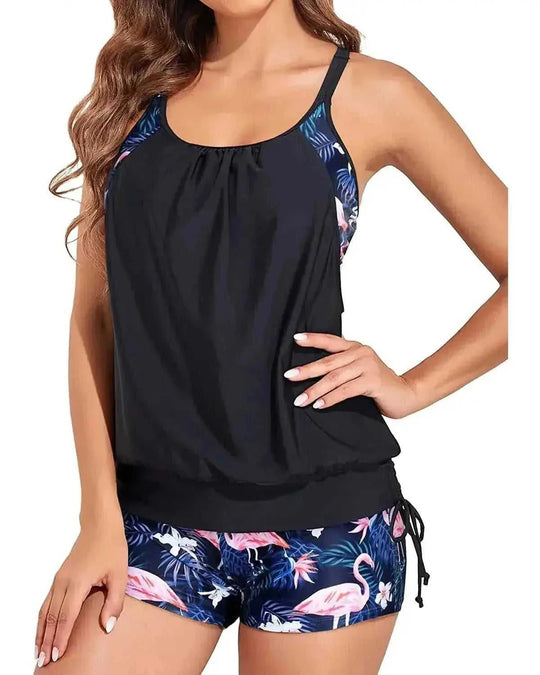 drawstring swimsuit for women | tight fit womens vest swimwear | high-waisted bikini set | energy saving