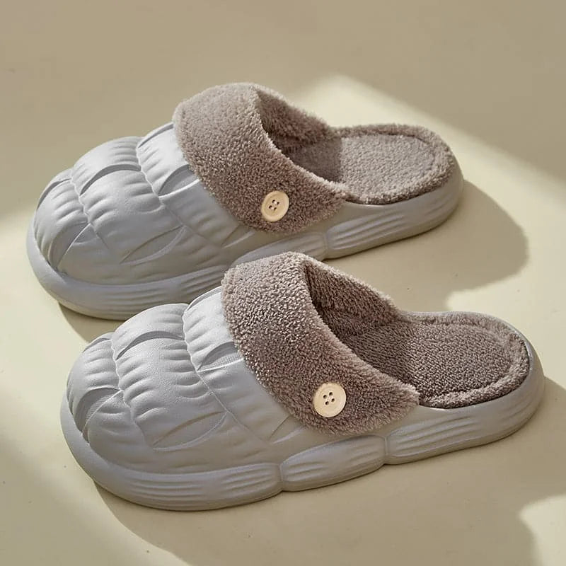 removable fluffy slippers | waterproof house shoes | non-slip indoor footwear | energy saving