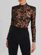 Black See-through Lace Long-sleeved Trousers Jumpsuit Black - alternative view