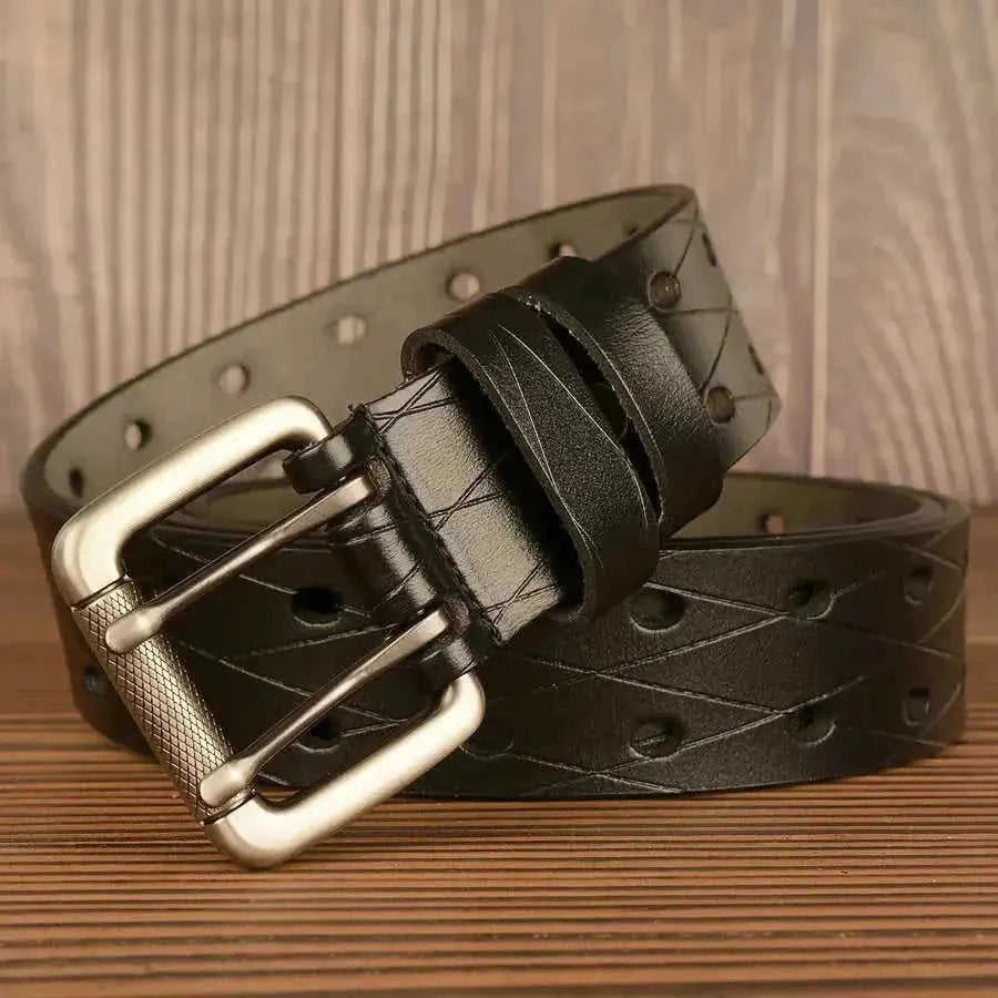 double pin buckle belt | genuine leather belt for men | adjustable casual belt | ultrasonic cleaning