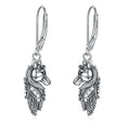 sterling silver leverback earrings | hypoallergenic dangle earrings | horse charm drop earrings | energy saving