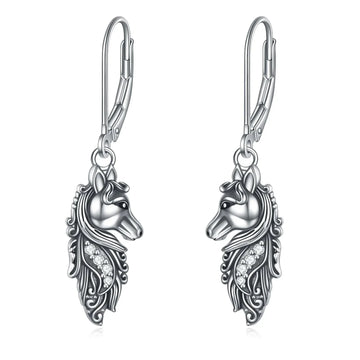 sterling silver leverback earrings | hypoallergenic dangle earrings | horse charm drop earrings | energy saving