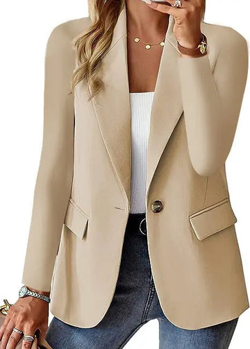 Ins Lapel Button Jacket Fashion Commuter Casual Suit Jacket Women's Long-sleeved Tops Outwear Clothing Meifu Market