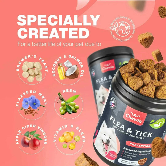 Dog Flea And Tick Treatment Chews FleaTick Prevention For Dogs Chewables Natural Dog Flea & Tick Control Soft Treats Immune Support Supplement Meifu Market