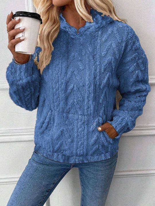 Women's Pullover Jacquard Hooded Loose Fleece Sweatshirt Meifu Market
