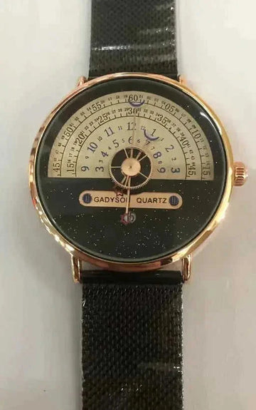 Men's 24-Hour Dial Quartz Watch – Stainless Steel Wristwatch, Gold & Silver