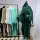 solid color abaya set | lightweight cotton robe | long sleeve maxi dress | ultrasonic cleaning