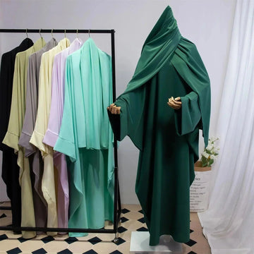 solid color abaya set | lightweight cotton robe | long sleeve maxi dress | ultrasonic cleaning