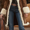 Vintage Women's Long Plush Coat With Fur Collar, Winter Warm Thick Trench Jacket For Formal & Casual Meifu Market