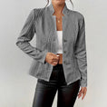 Women's Blazer Jacket Suit Coat Single-breasted Stand Collar Tops Slim Outerwear Temperament Office Jacket Meifu Market