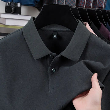 Casual Polo Collar Pure Color Mercerized Cotton Men's Short Sleeve Meifu Market