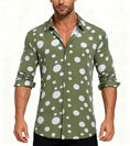 long sleeve polka dot shirt | cotton blend casual shirt | mens button down shirt | energy saving