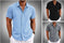 Men's Solid Color Loose Linen Short-sleeved T-shirt White - available style options