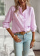 Striped Long Sleeve Shirt Fashion Ruffle Design Button Up Tops Casual Office Blouse Elegant Commuting Women's Clothing Meifu Market