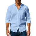 Long Sleeve Stand Collar Shirt With Pockets Casual Men's Clothing Meifu Market