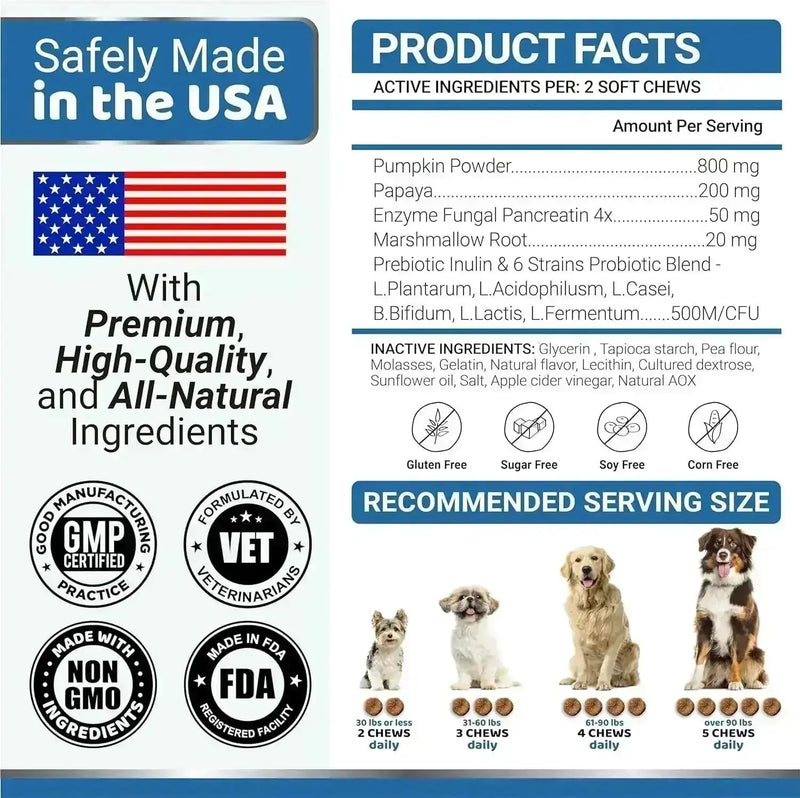2 Pack Probiotics For Dogs And Digestive Enzymes Dog Probiotics Chews Anti Diarrhea Upset Stomach Gas Relief Constipation Canine Prebiotic Pet Fiber Supplement 340 Chews - probiotic and prebiotic combination for canine digestive health