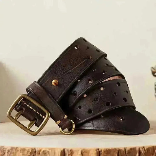 genuine cowhide leather belt | 15 inch wide mens belt | brass buckle jeans belt | ultrasonic cleaning