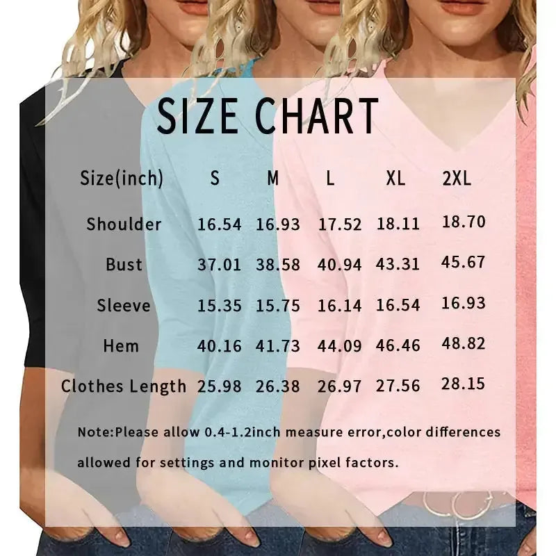 3 Pack 3 4 Sleeve Shirts For Women V Neck T Shirt Fall Casual Tops Basic Base Layer Undershirts Tees Meifu Market
