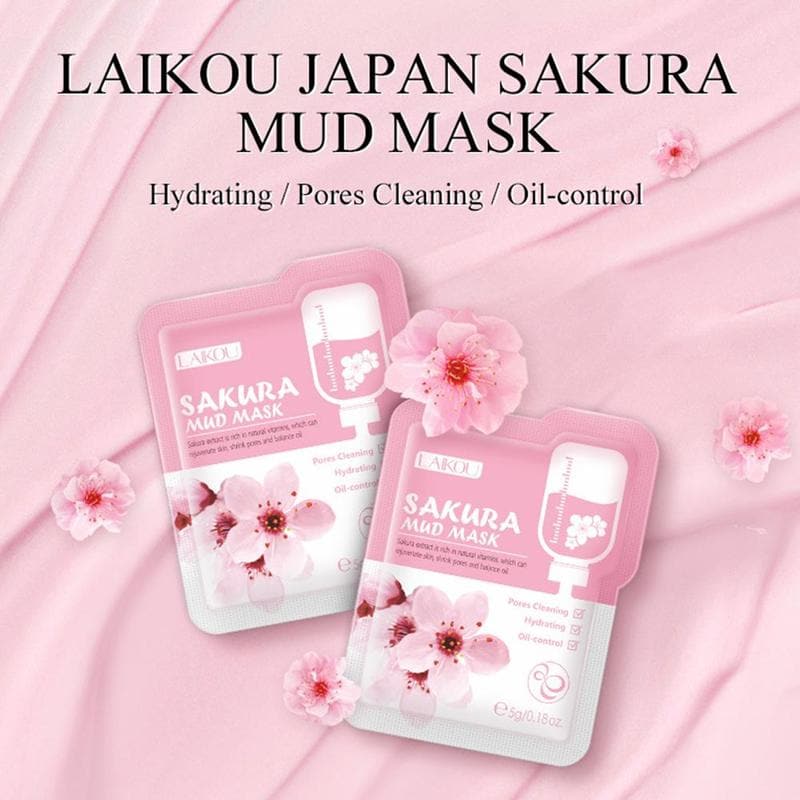 50pcs Japan Sakura Clay Mask for Face Deeply Cleansing Moisturizing Oil - Control Anti - Aging Wrinkle Pink Mud Mask Facial Skincare - Meifu Market