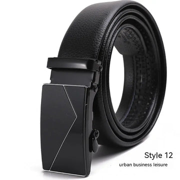 Men's Fashion Automatic Buckle Litchi Pattern Belt meifu market