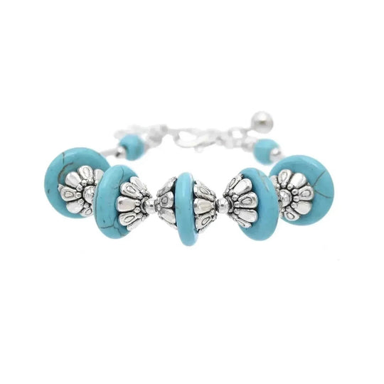 elastic turquoise bracelet | adjustable boho bangle | vintage tribal jewelry | ultrasonic cleaning