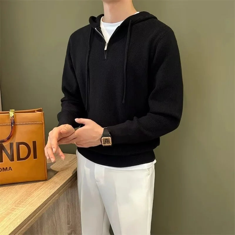 half zip hoodie for men | solid color fleece sweater | lightweight mens hoodie | ultrasonic cleaning