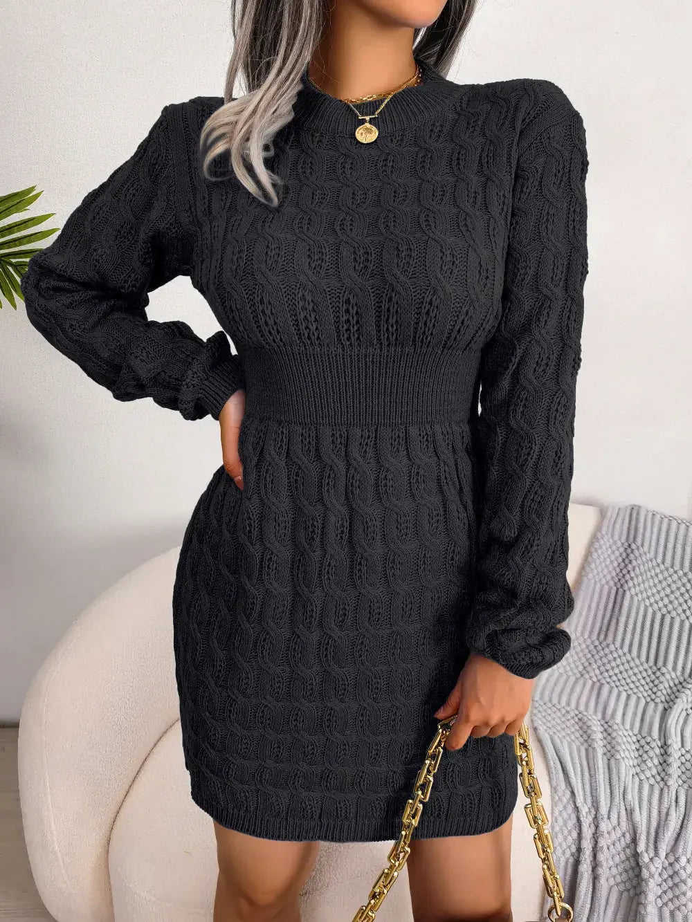 Casual Twisted Waist-cinching Bodycon Dress With A Sweater Dress Base Meifu Market
