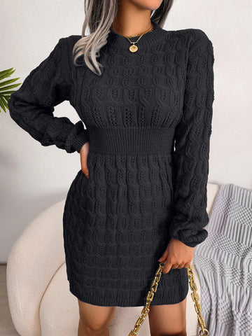 Casual Twisted Waist-cinching Bodycon Dress With A Sweater Dress Base