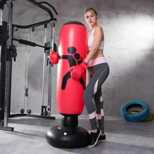 inflatable boxing column for adults | heavy-duty pvc punching bag | adjustable height fitness equipment | energy saving