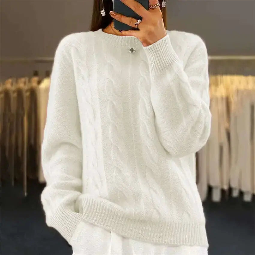 Fashion Retro Cable-knit Pullover Sweater Women Meifu Market