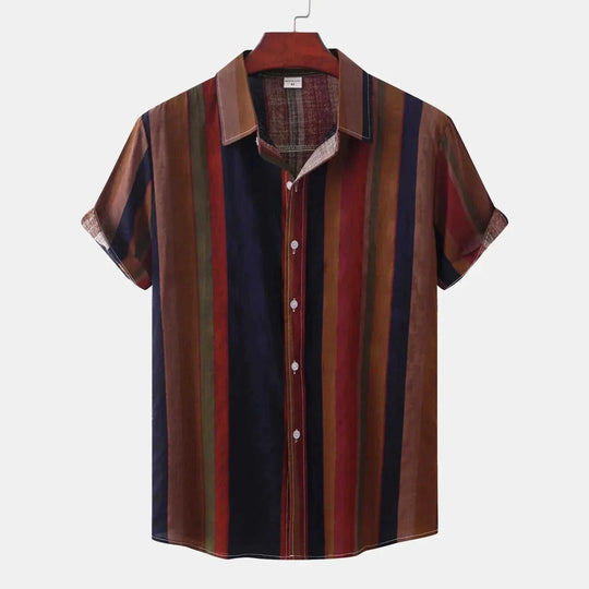 quick-dry polyester shirt | breathable linen blend fabric | short sleeve button down | energy saving