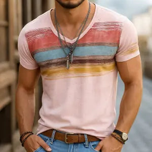 Mens 3D Digital-Print Short-Sleeve T-Shirt L - on sale men muscle 3d print t-shirt summer short sleeve detail view